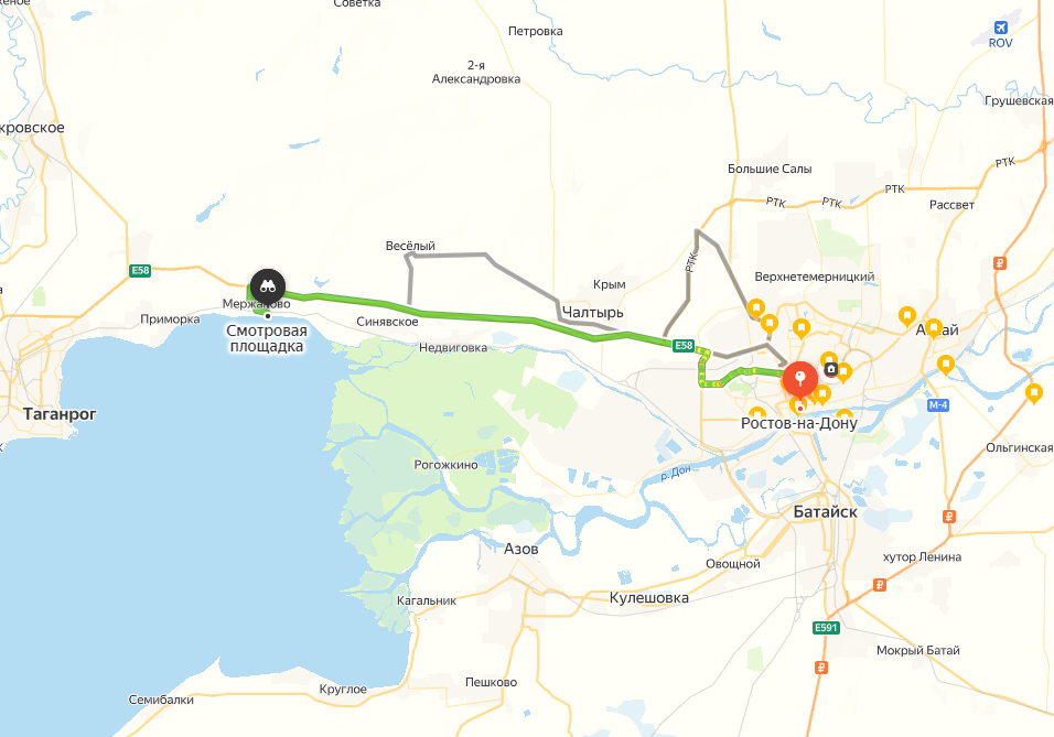 Маршрут от Ростова до Мержаново
