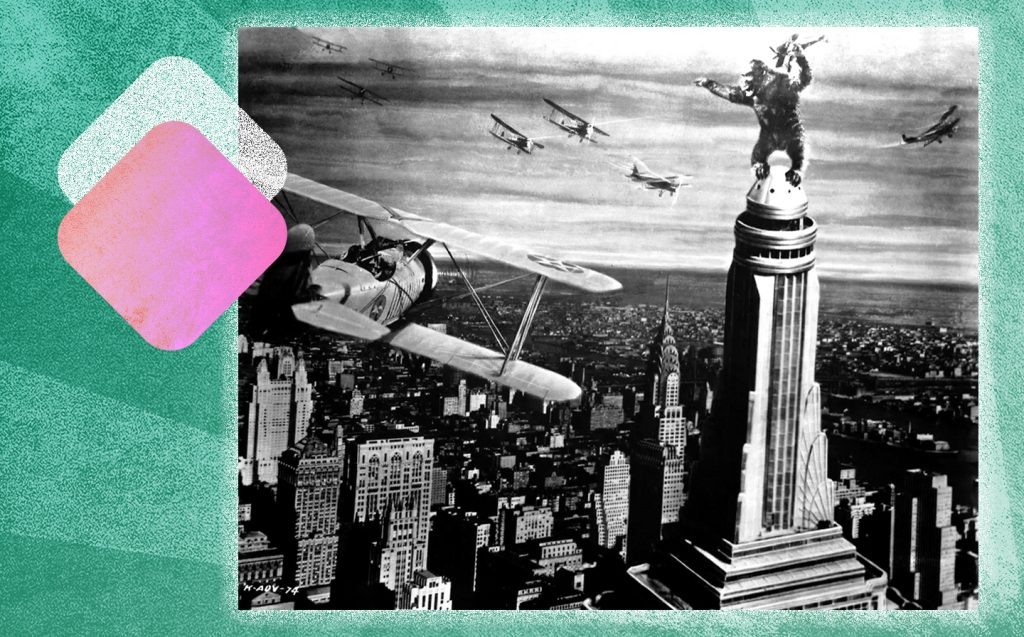 В фильме «Кинг-Конг» 1933 года для образа гигантской обезьяны использовали ранние формы блуждающей маски и стоп-моушен-анимацию. Источник: «Коммерсантъ»