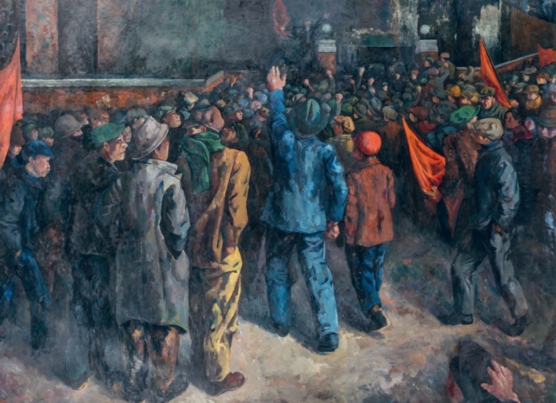 Камото Токи. «Призыв к забастовке». Холст, масло. Япония. 1929.
Государственный Эрмитаж, Санкт-Петербург.