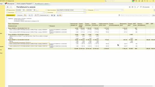 Рентабельность заказов новая форма