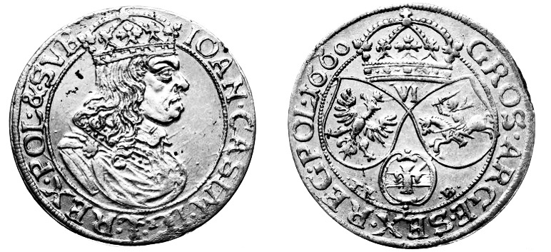 Szóstak / 6 Groszy — Jan II Kazimierz Waza (1650-1668) — Kraków mint