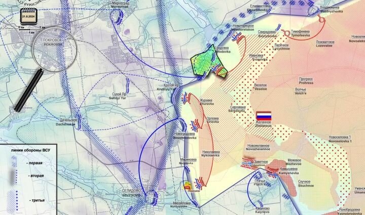 Оперативная обстановка на Покровском направлении на 21 августа. Источник: t.me/voenkorkhayrullin.