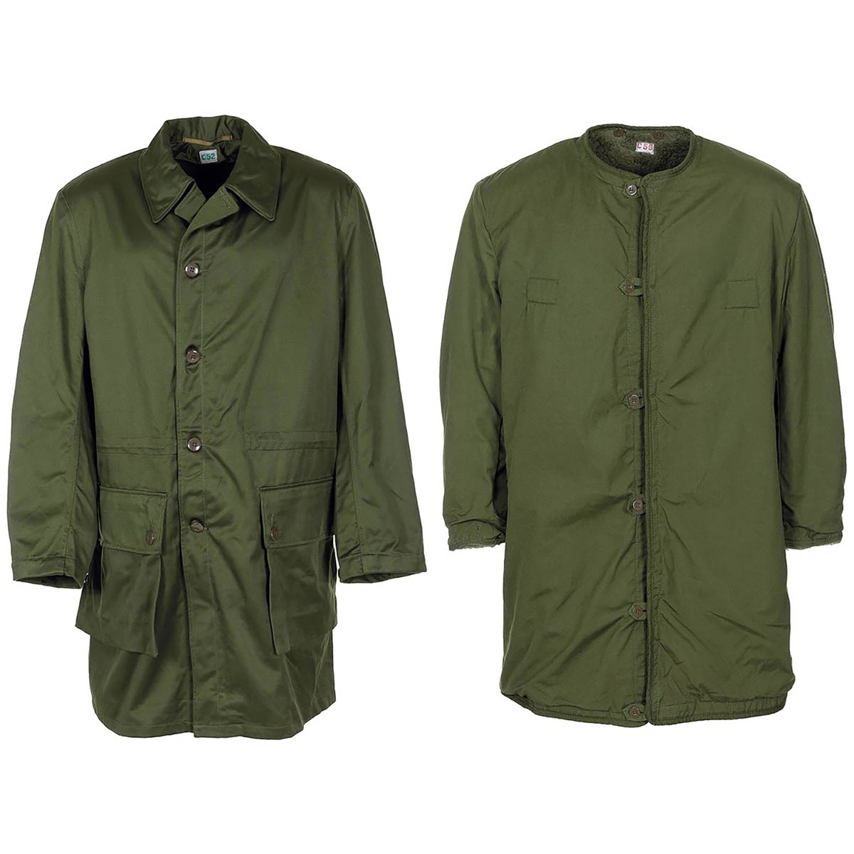 Парка M59 слева и подстёжка (лайнер) справа, вид спереди