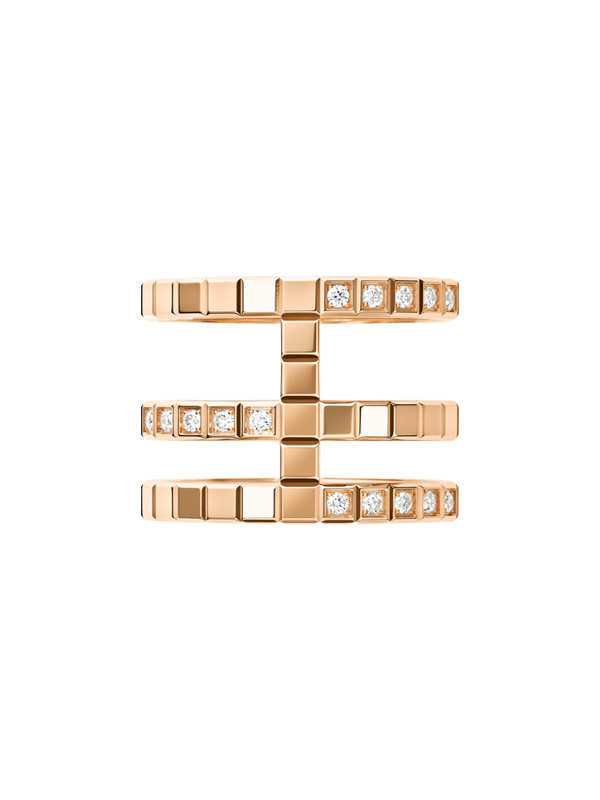 Кольцо Chopard Ice Cube из розового золота с бриллиантами 