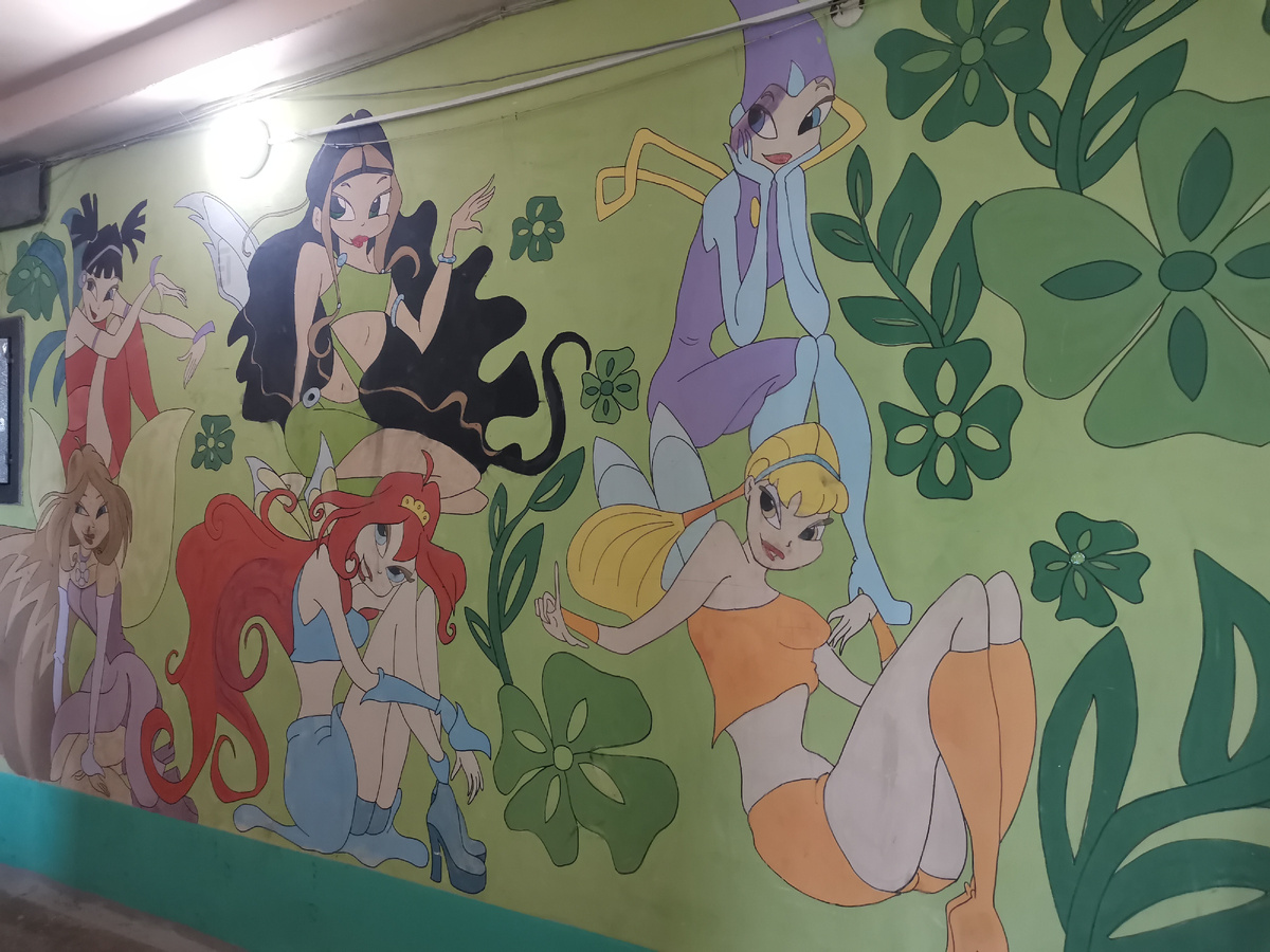 Фото автора. Роспись стены в подъезде