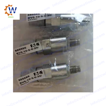 Eaton Danfoss VICKERS rv5-10-s-0-20 
Description of Eaton RV5-10-S-0-20 Hydraulic Pressure Relief Cartridge Valve
RV510S020
HYDRAULIC PRESSURE RELIEF VALVE
SCREW-IN
100-2000 PSI
30 GPM MAX FLOW
FACTORY WARRANTY MAY NOT APPLY. RADWELL 2-YEAR WARRANTY INCLUDED
Specifications
Part #	RV5-10-S-0-20
Category	Hydraulics
Subcategory	Hydraulic Valve
If you need a specific RV5-10-S-0-20 firmware or series, then we probably have it. Please call or email us your request.

More models
VICKERS rv5-10-s-0-21
VICKERS rv5-10-s-0-35
VICKERS rv5-10-s-0-25
VICKERS rv5-10-s-0-50

Vickers Rv5-10-s-8t/20 Hydraulic Pressure Relief Cartridge Valve 5000 PSI SAE 8
RV5-10 Series Pilot-Operated Spool Type Relief Cartridge Valve, 500-5000 PSI Screw Adjustment
Description & Features
The RV5-10 Series Pilot-Operated Spool Type Relief Cartridge Valve offers a broad adjustable range of 500-5000 PSI with screw adjustment. Designed by Danfoss Hydraulics, this valve meets the demands of mobile and industrial applications, including harvesters and refuse haulers. With a maximum operating pressure of 5000 PSI, it ensures reliable performance under high pressure conditions.

This model, optimized for effective pressure control, maintains a maximum flow rate of 30 GPM. Its compact, economical design integrates smoothly into systems requiring a screw-in cartridge valve. Featuring Buna-N seals and a recommended filtration level of 18/16/13 microns, this product ensures durability and efficacy in demanding environments.

Efficiency is further enhanced through its pilot-operated functionality, allowing for smooth and quiet operation. The valve leakage is maintained at a minimal 114 cc/min, ensuring precise control. It requires a machined cavity or housing, designated as cavity size C-10-2, for installation.

Model Number: RV5-10-S-0-50/


Email:Mia@cwlyautomation.com
VK/Whatsapp/Telegram:+8613667120925
Website:  www.cwlyautomation.com
