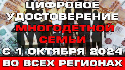 Цифровое удостоверение многодетной семьи с 1 октября 2024 во всех регионах России Новости