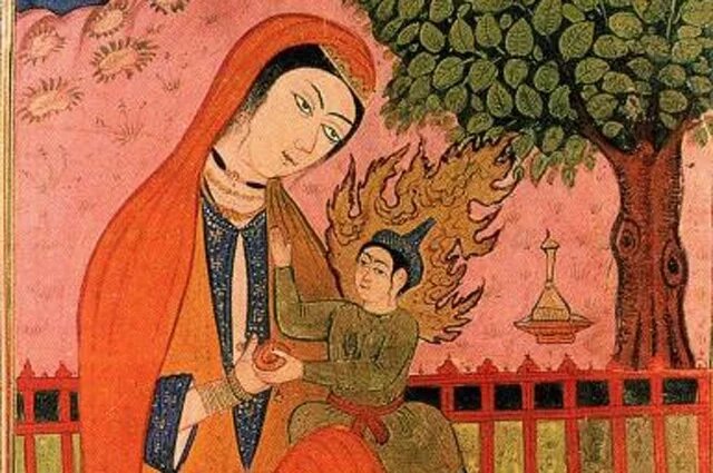    Изображение Марьям и Исы на персидской миниатюре.