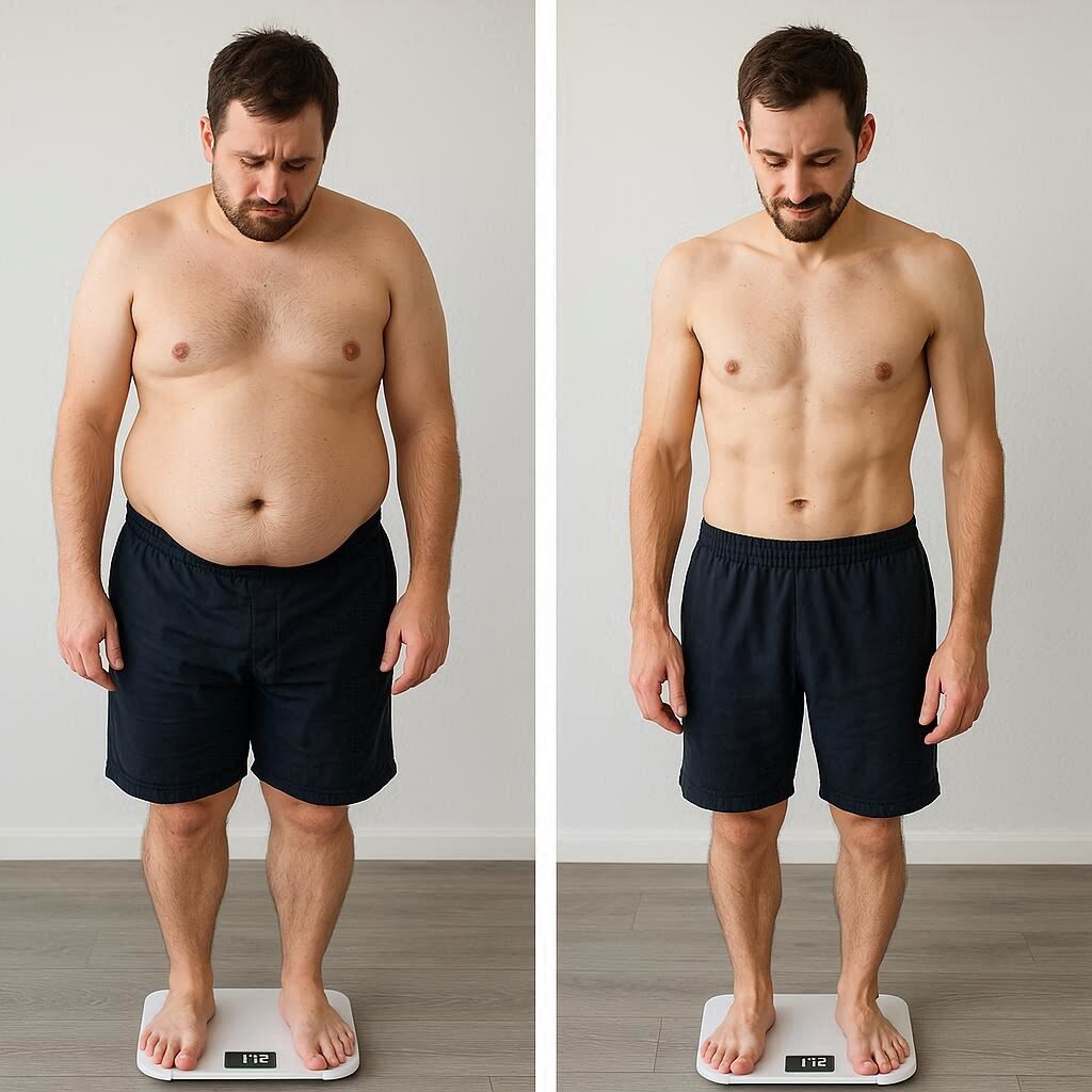 Вес не изменился. А тело — да