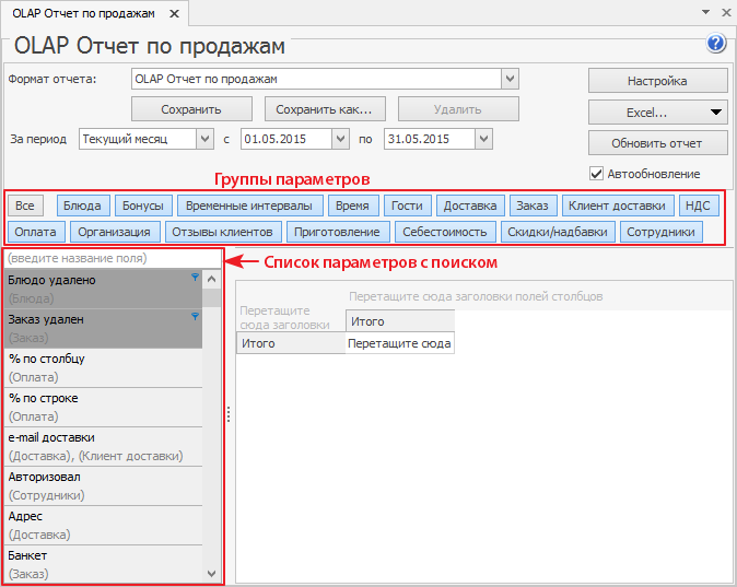 OLAP-отчет iiko