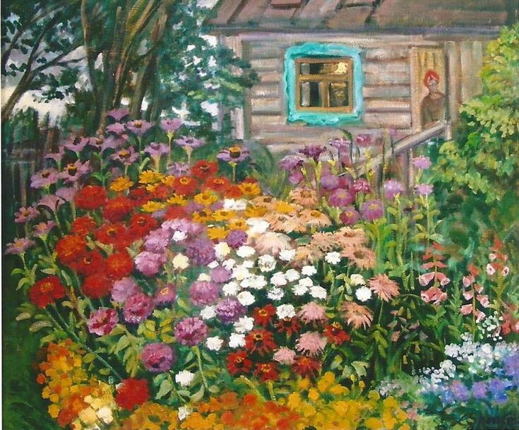 Под окошком,в палисаде.......