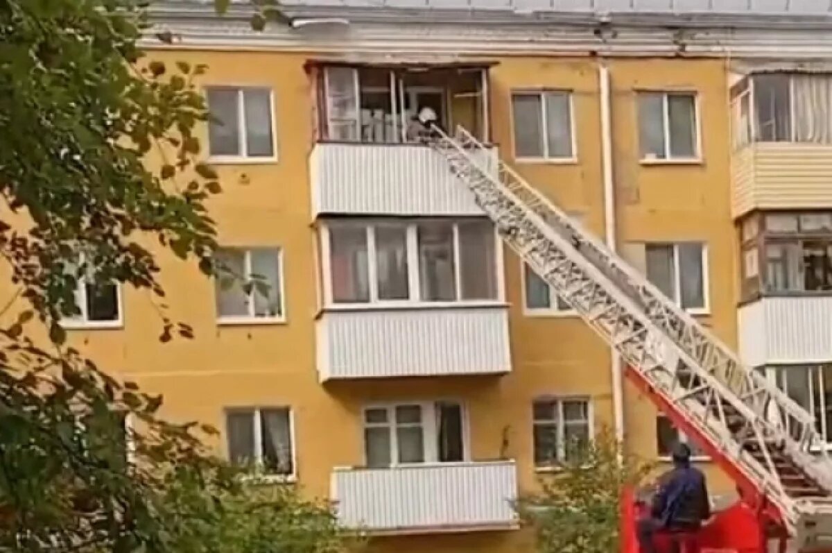    Пожарным пришлось использовать автолестницу
