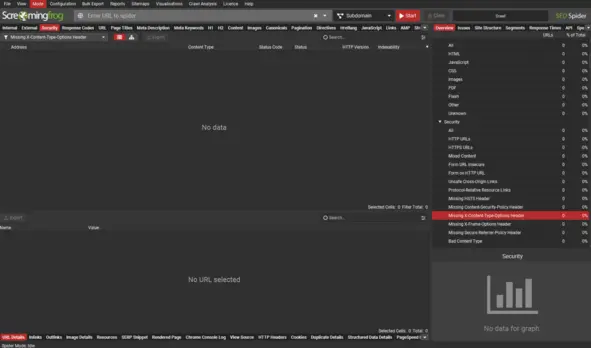 Интерфейс Screaming Frog 