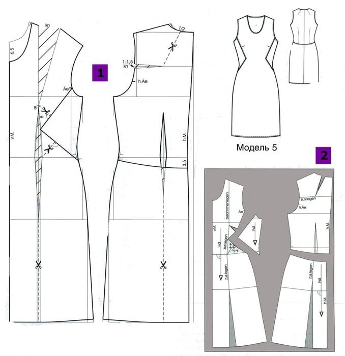 Пример моделирования платья из выкройки-основы