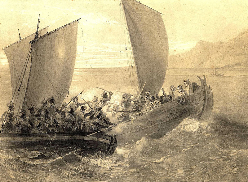 Азовские казаки берут турецкий корабль. Григорий Гагарин, 1847. Источник: wikipedia.org