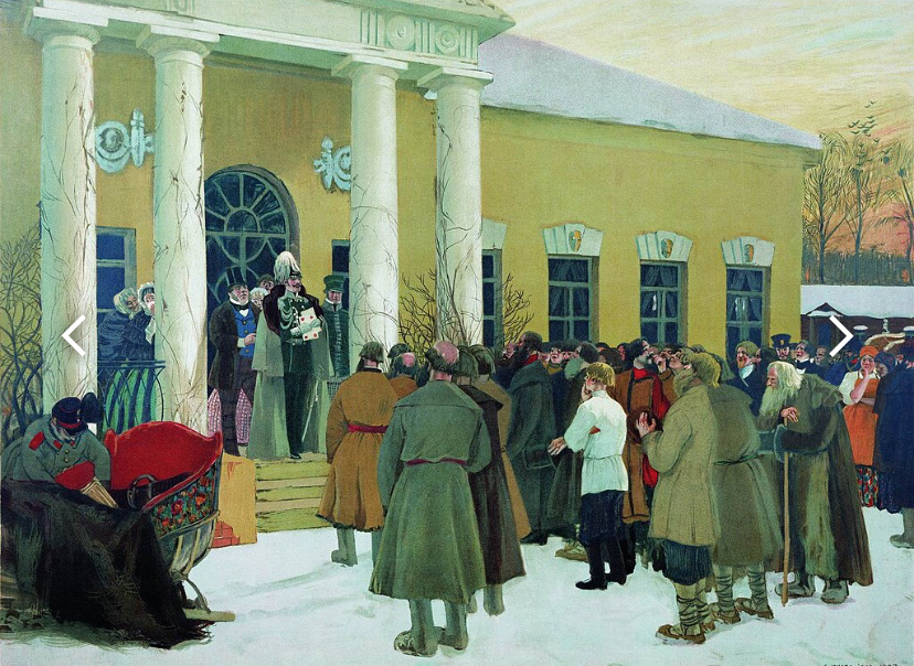 Борис Кустодиев. «Освобождение крестьян (Чтение манифеста)». Картина 1907 года