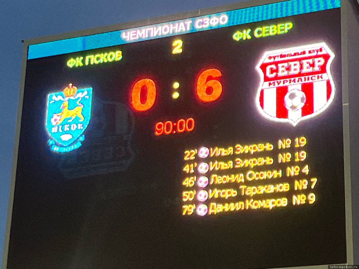 ФК «Псков» потерпел самое крупное поражение в новой истории. Фото: пресс-служба мурманского «Севера»