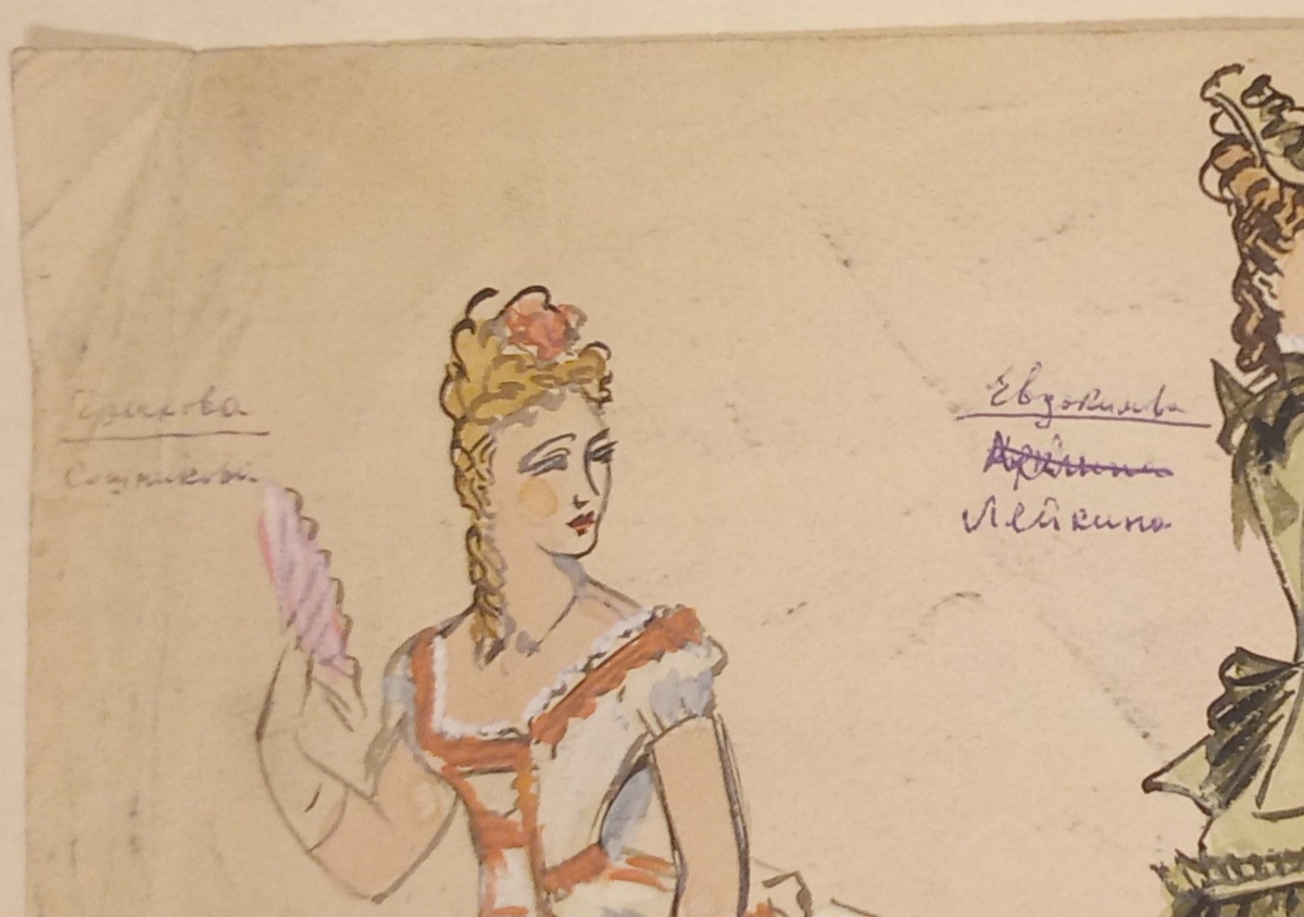 Фамилии актрис слева не могу прочитать, фамилии актрис справа Евдокимова, Лейкина (2 состава).