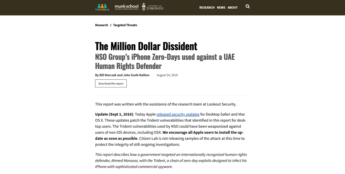 Диссидент на миллион долларов iPhone Zero Days от NSO Group был использован против правозащитника из ОАЭ