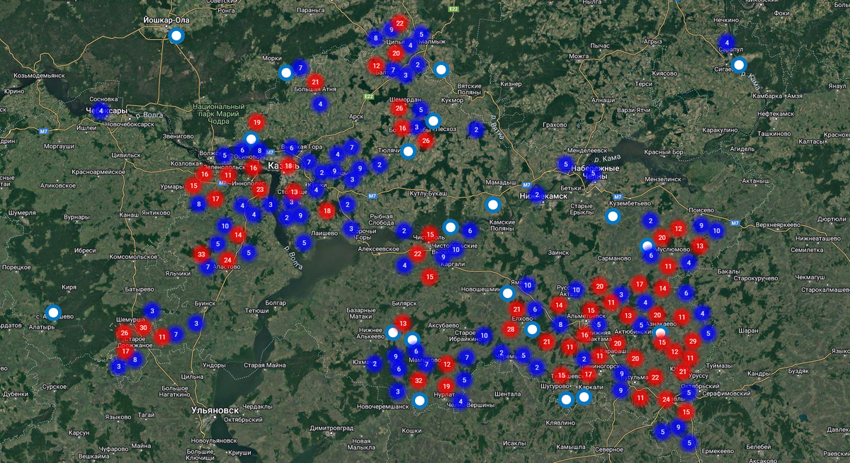 Карта кладбищ Республики Татарстан