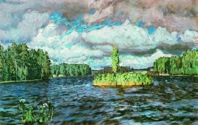 Станислав Жуковский. Озеро Молдино. 1909. Холст, масло. 72 x 107. Частное собрание