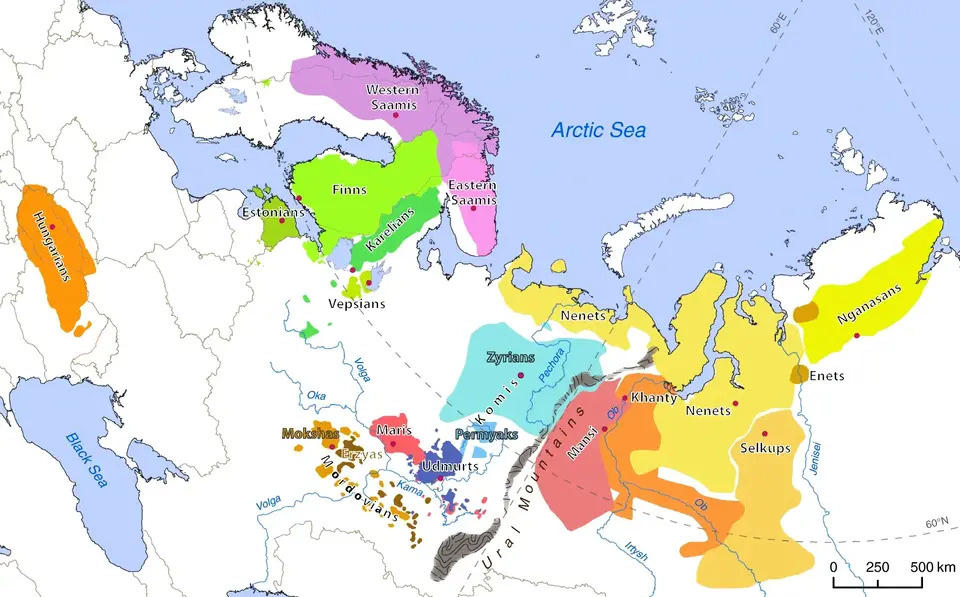     Основные ареалы распространения языков уральской семьи Kristiina Tambets et al. / Genome Biology, 2018