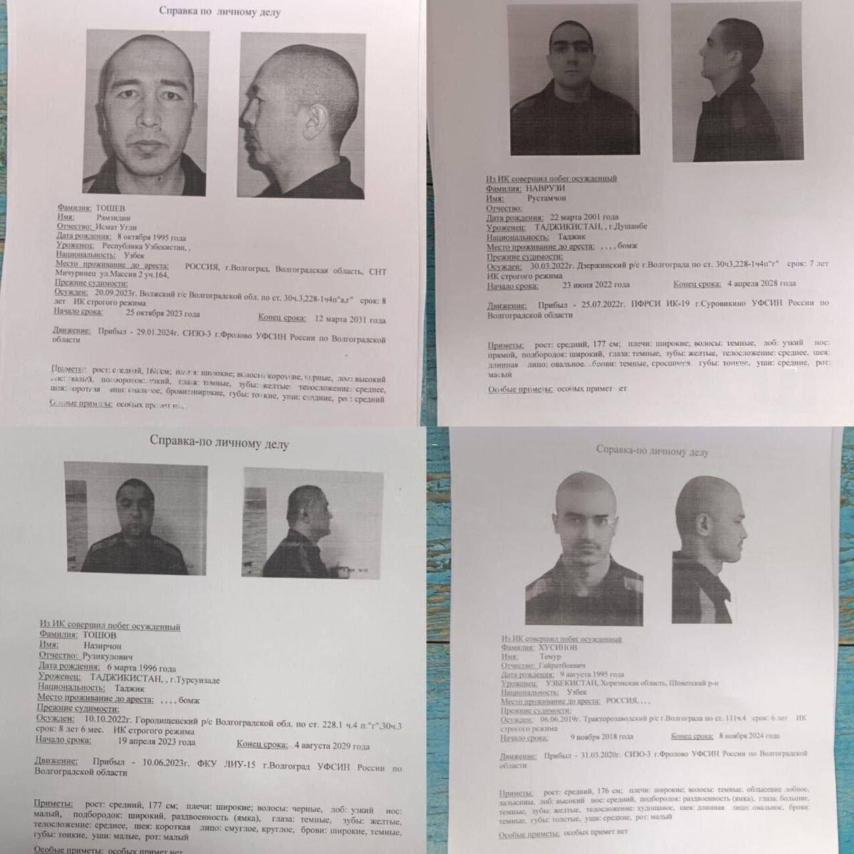 Фотографии и краткая информация о террористах из ИК-19