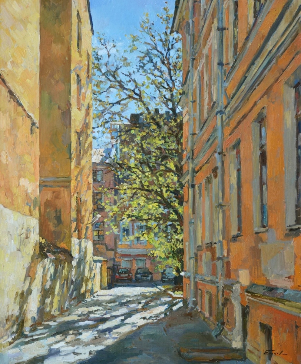  "Майское утро на Старо-Петергофском", 2011 год, художник Павел Еськов.