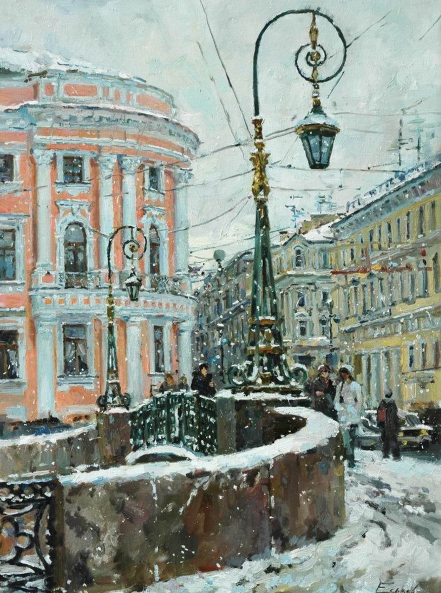 "Зелёный мост на Невском проспекте", 2009 год. Художник  Павел Еськов.