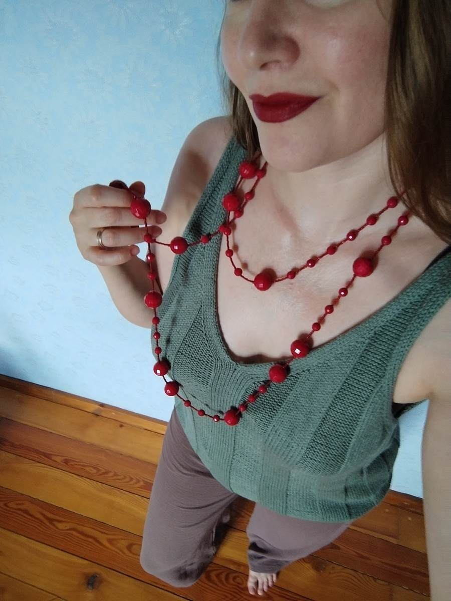 Топ спицами, хлопок