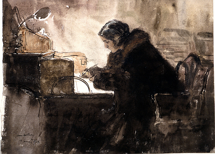  шотландский художник Джеймс МакБей (1883-1959) Девушка пишет письмо
