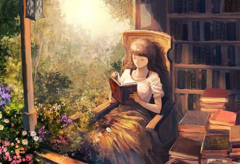 Девочка и книги. Изображение из сети