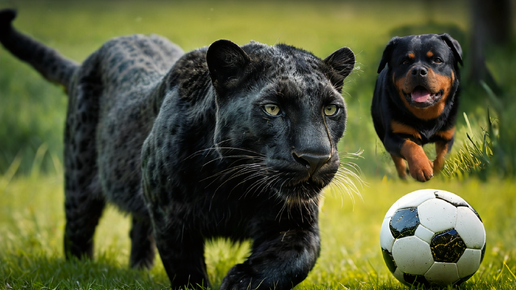 Активные выходные с пантерой Луной и ротвейлером Вензой 🐈‍⬛ ⚽️ 🐶