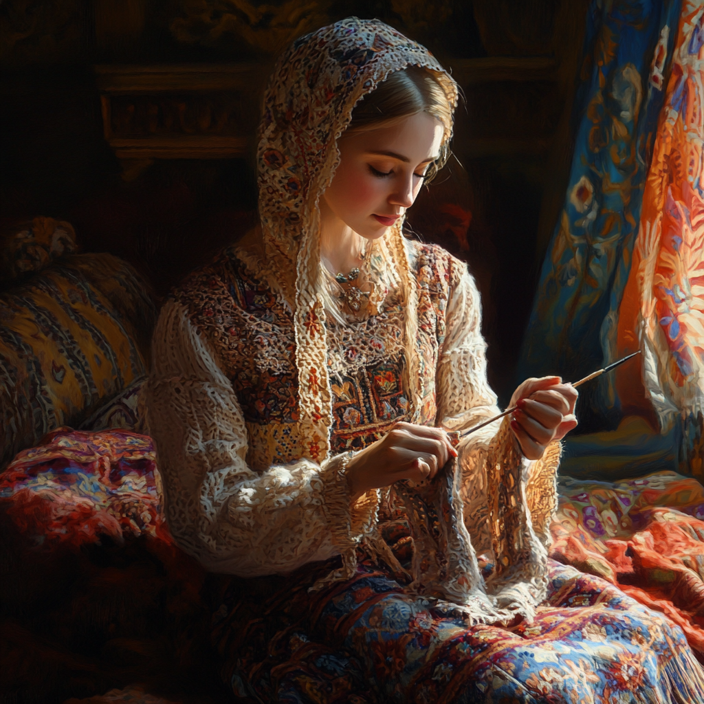 Вязальщица. Моя иллюстрация с помощью нейросетей