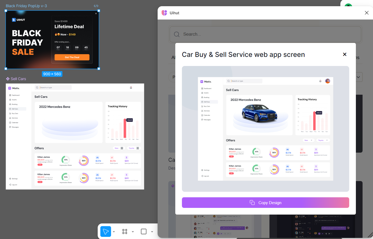 Пример на дизайн-шаблоне по продажам автомобилей
