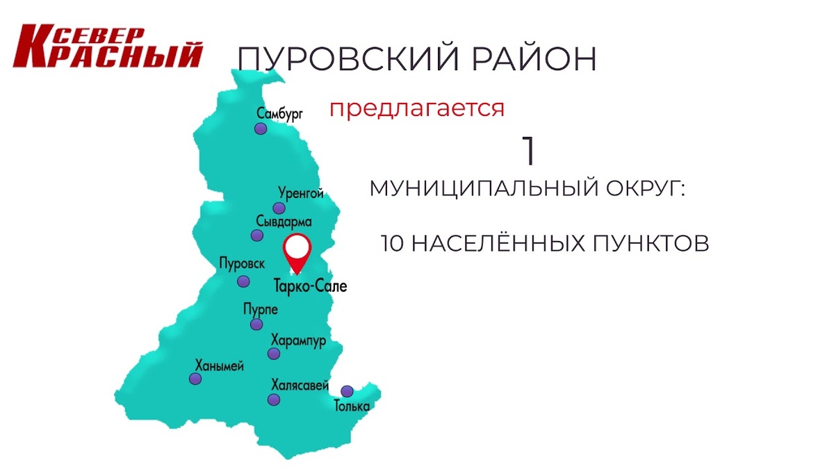 Вот так вот выглядит Пуровский район, а самая удаленная точка от всех является местом моего проживания.