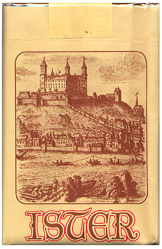 "Ister".  Словакия, 1980-е годы.  20 штук с фильтром в мягкой упаковке. Цена (была) 12 крон. Производитель: "Odborovy Podnik", Bratislava. Владелец торговой марки: "CSTP Bratislava".
