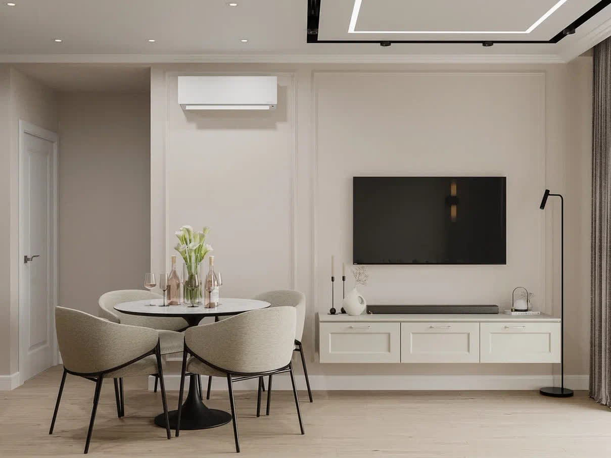 Кухня-гостиная, 1-комнатная квартира, 40 м². Дизайн и ремонт Domeo.