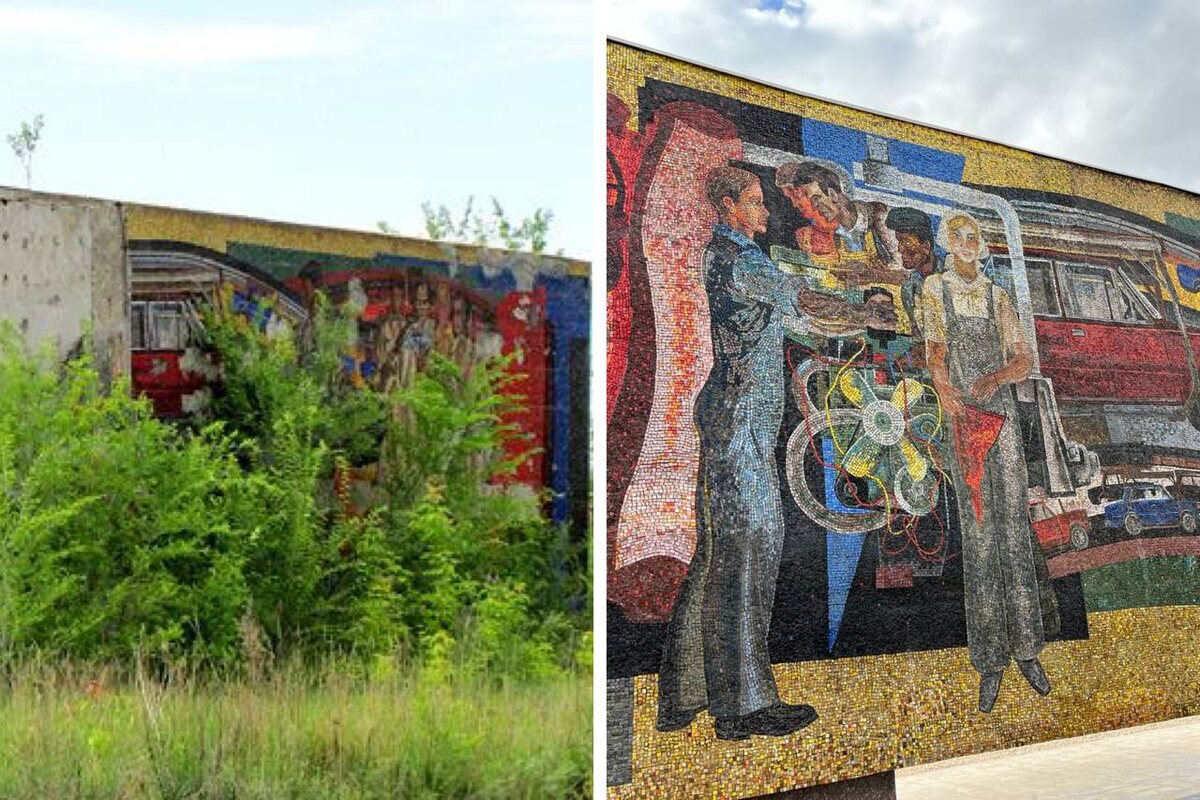 «Радость труда» до и после реставрации. Фото: Блокнот Самара