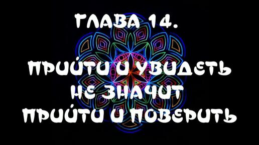 ГЛАВА 14. ПРИЙТИ И УВИДЕТЬ НЕ ЗНАЧИТ ПРИЙТИ И ПОВЕРИТЬ