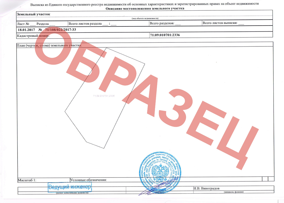 Образец выписки из ЕГРН на земельный участок