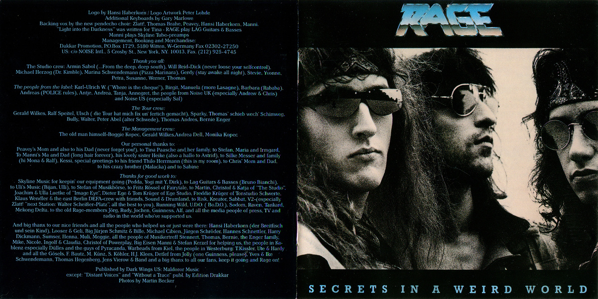 Буклет диска альбома Rage - Secrets In A Weird World (1989) - 01