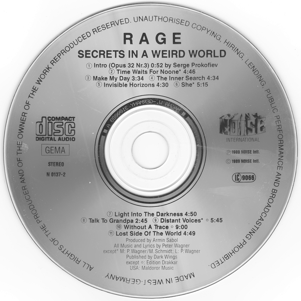 Диск альбома Rage - Secrets In A Weird World (1989)