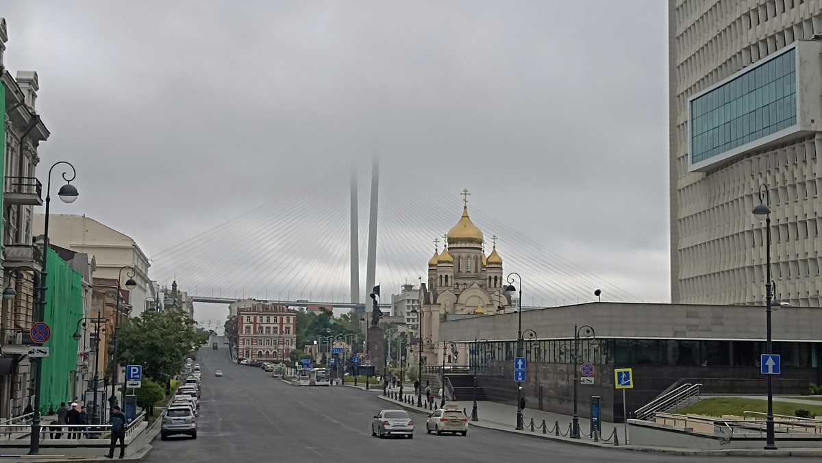 Вид на Золотой мост с Алеутской улицы