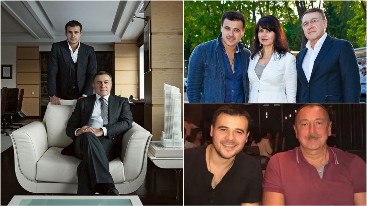 Эмин и его отец Арас Агаларов, с матерью и отцом. Бывший тесть Эмина - Ильхам Алиев