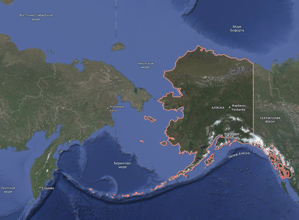 Аляска на карте