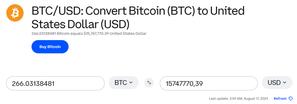 266.03138481 BTC > 15747770,36 USD