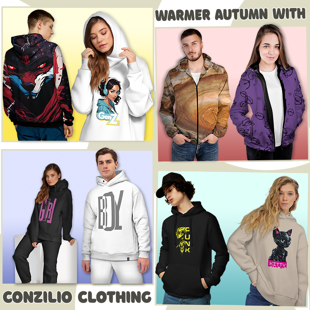 ОСЕНЬ ТЕПЛЕЕ С CONZILIO🍁🍂🌤 Тёплая осенняя и демисезонная одежда с оригинальными эксклюзивными принтами от CoNZilio🧥🥼🧣