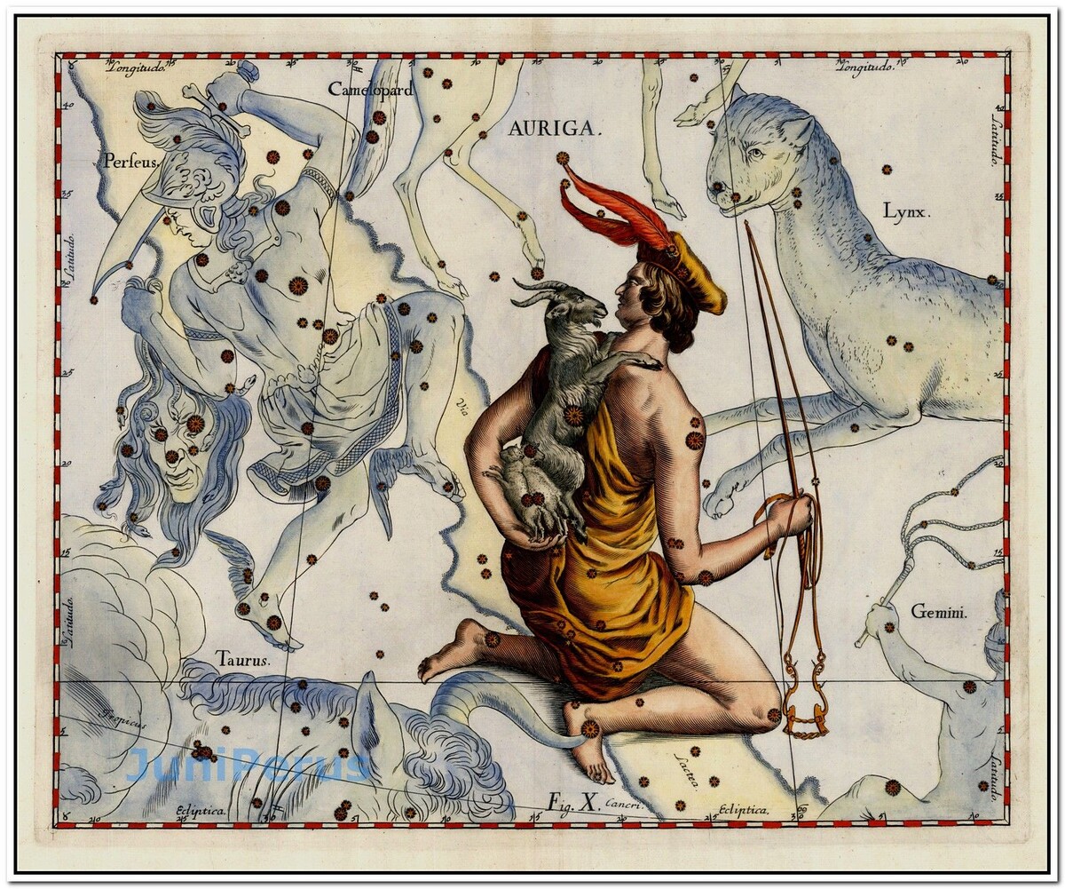 Козочка на плечах - это якобы «та самая» мифическая козочка Амалфея, которая когда-то вскормила самого Зевса.