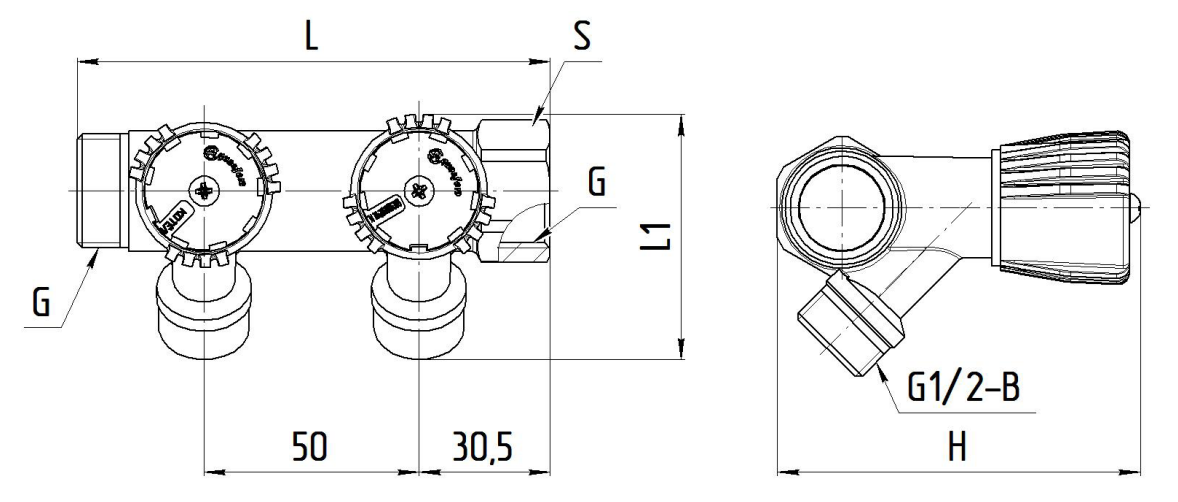Схематичное изображение коллектора 9039 Aquasfera с плоским уплотнением
